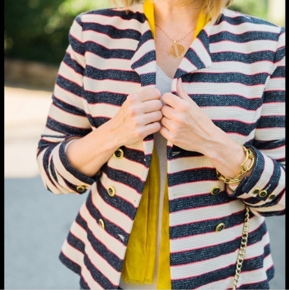 Cabi Cruise Tweed Blazer #5094 Nautical Striped Jacket Womens size 6 - Picture 1 of 12
